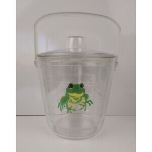 VTG Tervis Tumbler Ice Bucket Green Tree Frog Embroidered Patch Handle  Lid